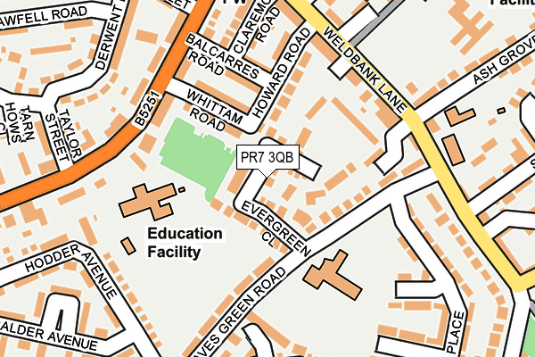 PR7 3QB map - OS OpenMap – Local (Ordnance Survey)