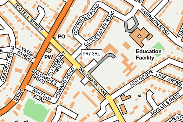 PR7 3RU map - OS OpenMap – Local (Ordnance Survey)