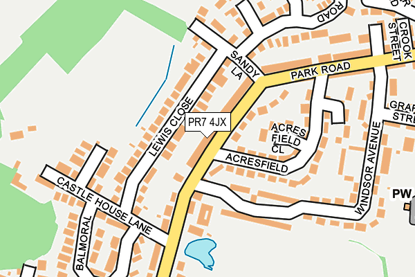 PR7 4JX map - OS OpenMap – Local (Ordnance Survey)
