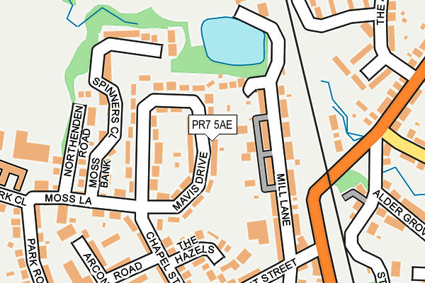 PR7 5AE map - OS OpenMap – Local (Ordnance Survey)