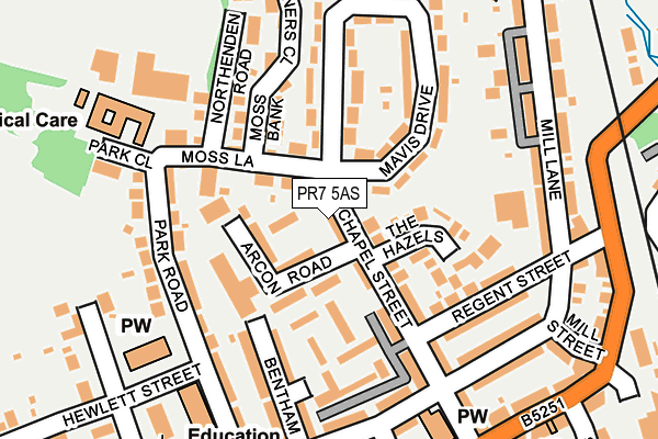 PR7 5AS map - OS OpenMap – Local (Ordnance Survey)