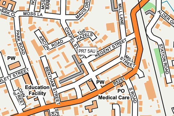 PR7 5AU map - OS OpenMap – Local (Ordnance Survey)