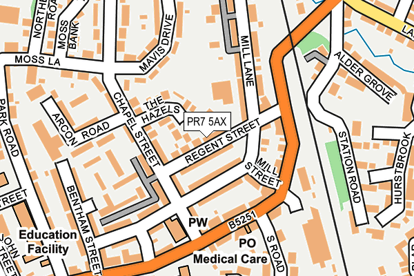 PR7 5AX map - OS OpenMap – Local (Ordnance Survey)