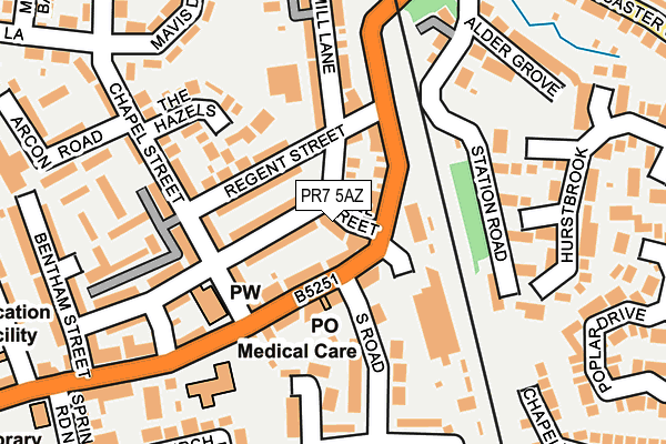 PR7 5AZ map - OS OpenMap – Local (Ordnance Survey)