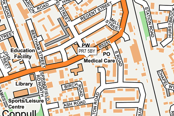 PR7 5BY map - OS OpenMap – Local (Ordnance Survey)