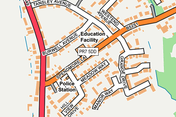PR7 5DD map - OS OpenMap – Local (Ordnance Survey)