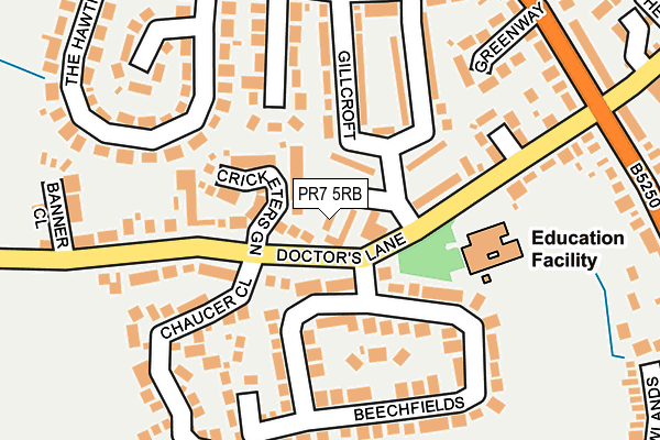 PR7 5RB map - OS OpenMap – Local (Ordnance Survey)