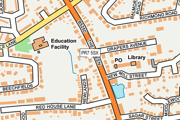 PR7 5SX map - OS OpenMap – Local (Ordnance Survey)