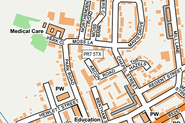 PR7 5TX map - OS OpenMap – Local (Ordnance Survey)