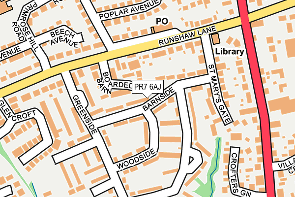 PR7 6AJ map - OS OpenMap – Local (Ordnance Survey)