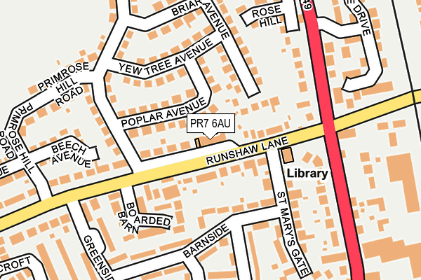 PR7 6AU map - OS OpenMap – Local (Ordnance Survey)