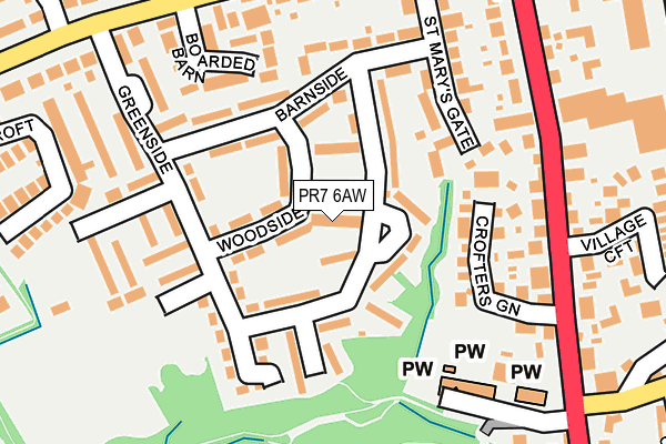 PR7 6AW map - OS OpenMap – Local (Ordnance Survey)