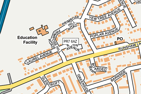 PR7 6AZ map - OS OpenMap – Local (Ordnance Survey)