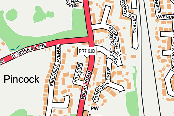 PR7 6JD map - OS OpenMap – Local (Ordnance Survey)