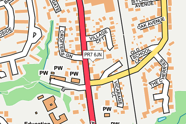 PR7 6JN map - OS OpenMap – Local (Ordnance Survey)