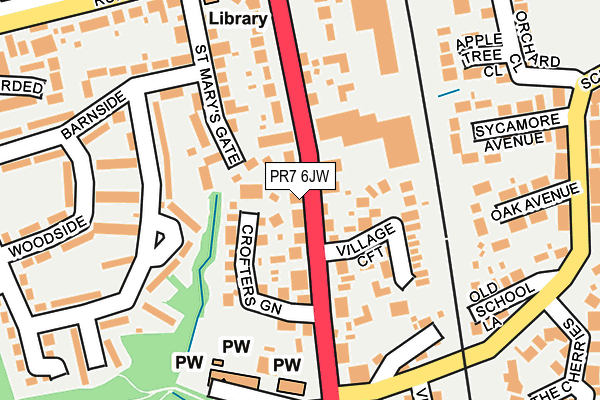 PR7 6JW map - OS OpenMap – Local (Ordnance Survey)