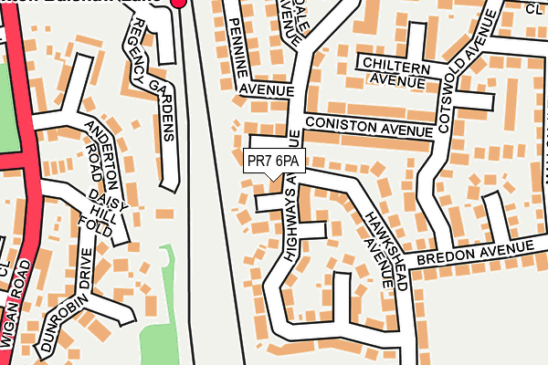 PR7 6PA map - OS OpenMap – Local (Ordnance Survey)