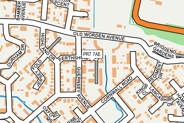 PR7 7AE map - OS OpenMap – Local (Ordnance Survey)