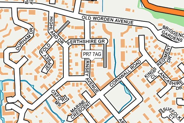 PR7 7AG map - OS OpenMap – Local (Ordnance Survey)