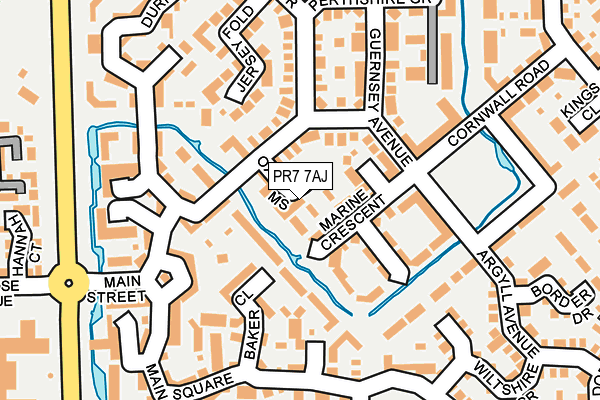 PR7 7AJ map - OS OpenMap – Local (Ordnance Survey)