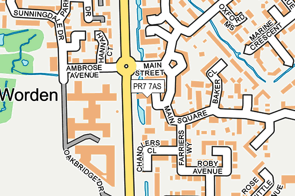 PR7 7AS map - OS OpenMap – Local (Ordnance Survey)