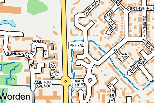 PR7 7AU map - OS OpenMap – Local (Ordnance Survey)