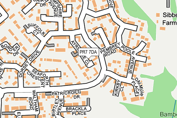 PR7 7DA map - OS OpenMap – Local (Ordnance Survey)