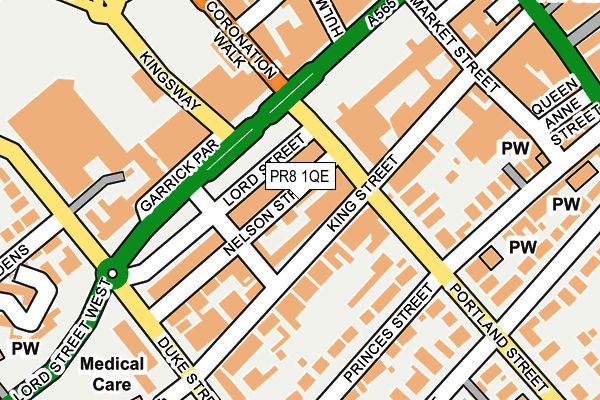 PR8 1QE map - OS OpenMap – Local (Ordnance Survey)