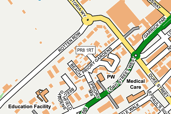 PR8 1RT map - OS OpenMap – Local (Ordnance Survey)