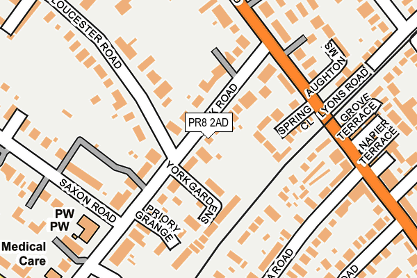 PR8 2AD map - OS OpenMap – Local (Ordnance Survey)
