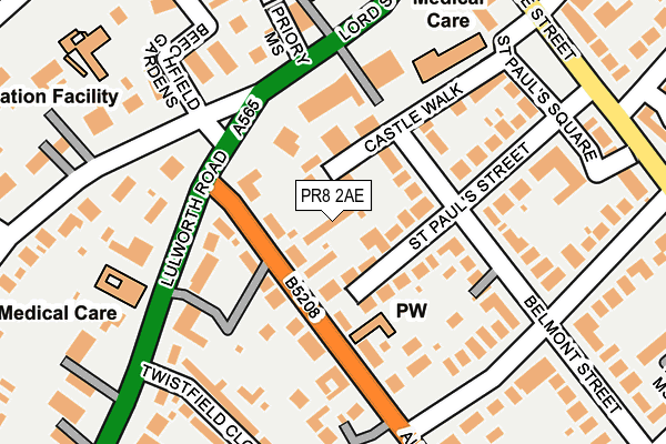PR8 2AE map - OS OpenMap – Local (Ordnance Survey)