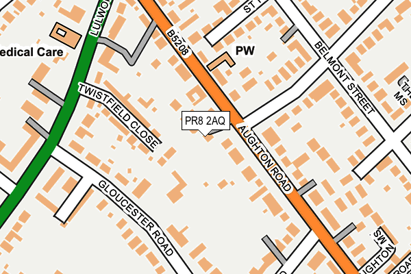 PR8 2AQ map - OS OpenMap – Local (Ordnance Survey)