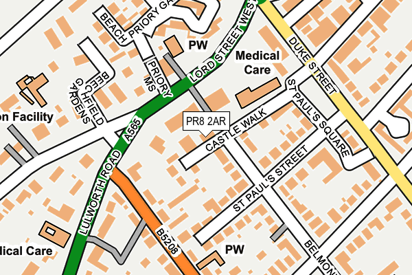 PR8 2AR map - OS OpenMap – Local (Ordnance Survey)