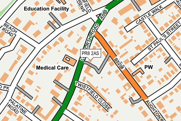 PR8 2AS map - OS OpenMap – Local (Ordnance Survey)