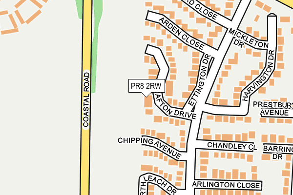 PR8 2RW map - OS OpenMap – Local (Ordnance Survey)