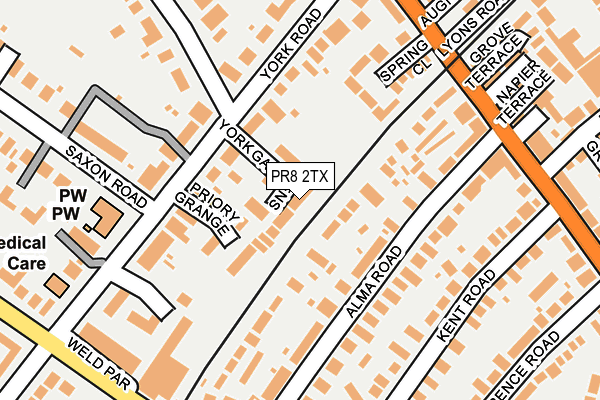 PR8 2TX map - OS OpenMap – Local (Ordnance Survey)