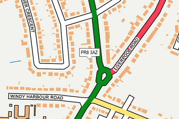 PR8 3AZ map - OS OpenMap – Local (Ordnance Survey)