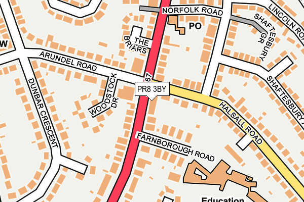 PR8 3BY map - OS OpenMap – Local (Ordnance Survey)