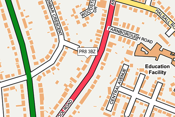 PR8 3BZ map - OS OpenMap – Local (Ordnance Survey)