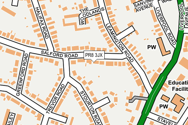 PR8 3JX map - OS OpenMap – Local (Ordnance Survey)