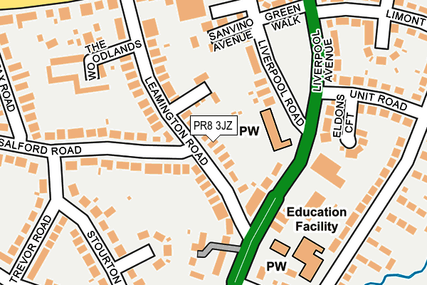 PR8 3JZ map - OS OpenMap – Local (Ordnance Survey)