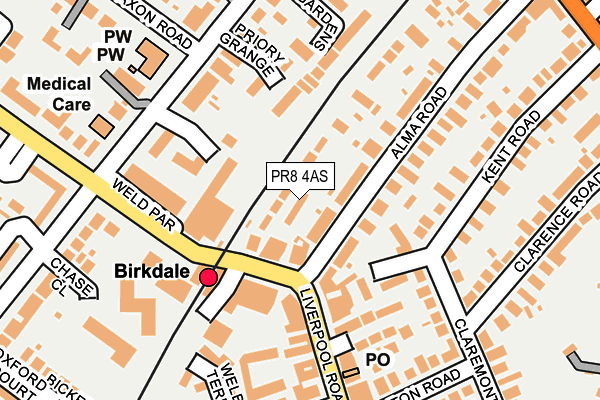 PR8 4AS map - OS OpenMap – Local (Ordnance Survey)