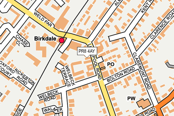 PR8 4AY map - OS OpenMap – Local (Ordnance Survey)