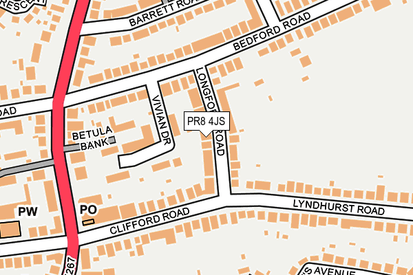 PR8 4JS map - OS OpenMap – Local (Ordnance Survey)