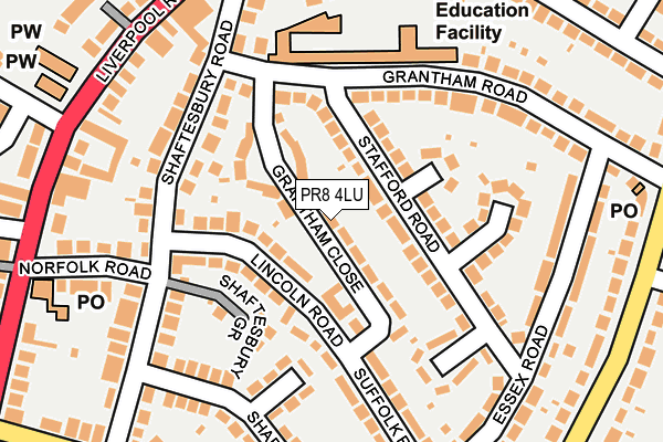 PR8 4LU map - OS OpenMap – Local (Ordnance Survey)