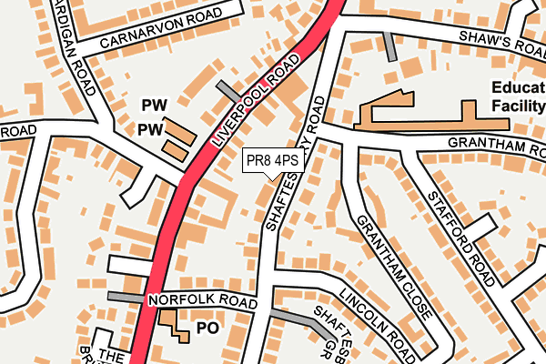 PR8 4PS map - OS OpenMap – Local (Ordnance Survey)