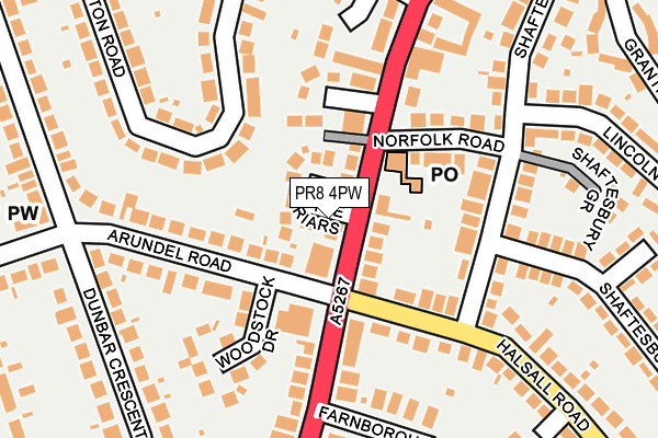 PR8 4PW map - OS OpenMap – Local (Ordnance Survey)