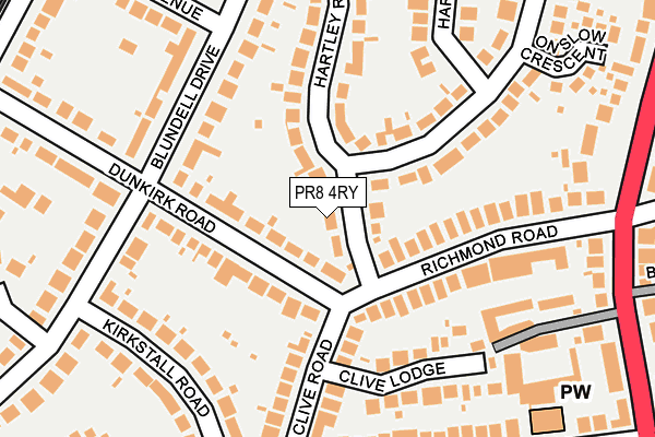 PR8 4RY map - OS OpenMap – Local (Ordnance Survey)