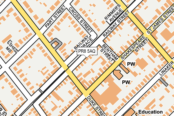 PR8 5AQ map - OS OpenMap – Local (Ordnance Survey)