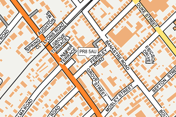 PR8 5AU map - OS OpenMap – Local (Ordnance Survey)